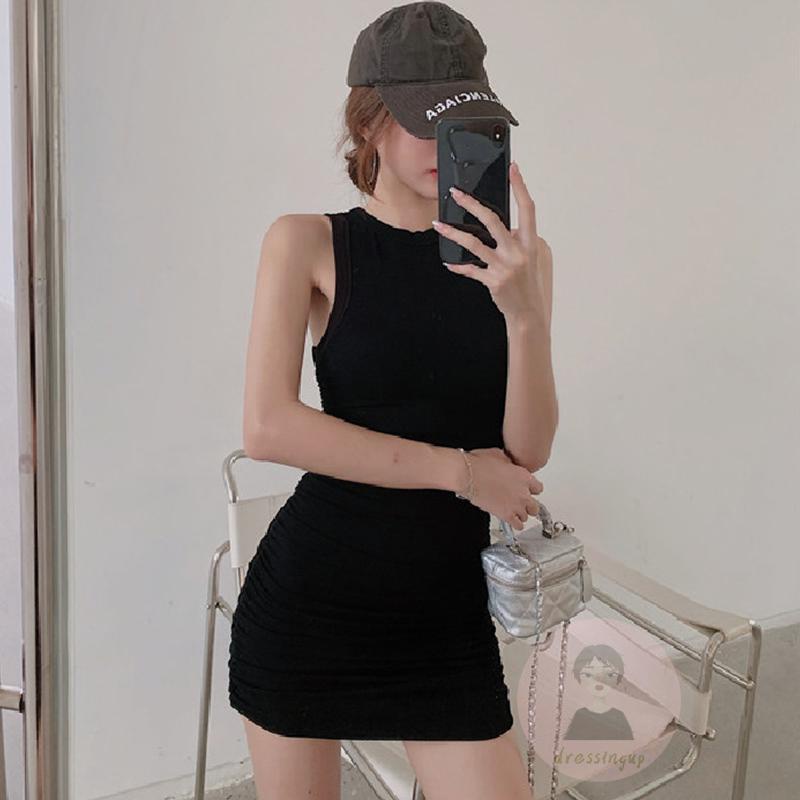 Đầm không tay dáng ôm Cổ Tròn Màu Sắc Thanh Lịch