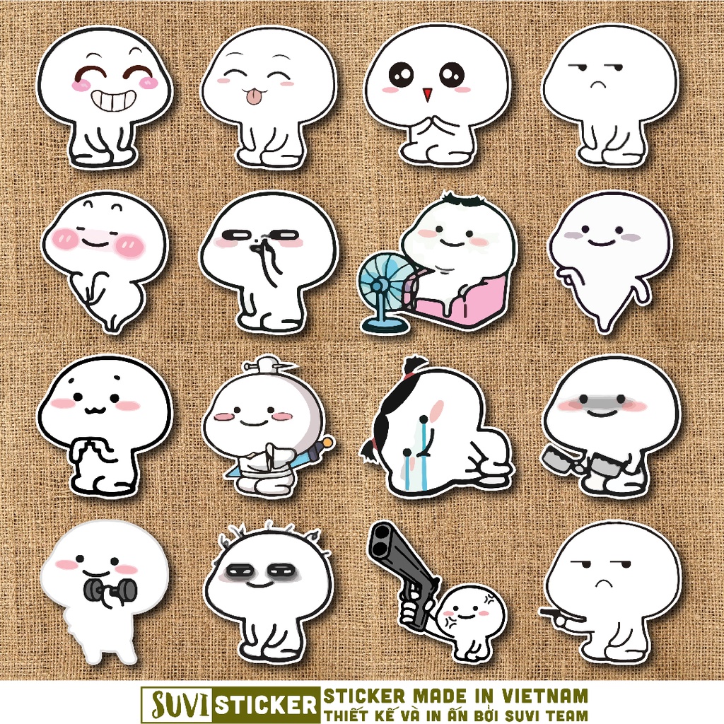 50 Sticker Cutie chống nước sticker dán mũ bảo hiểm, laptop, điện thoại, đàn guitar, vali. MSP: NS54