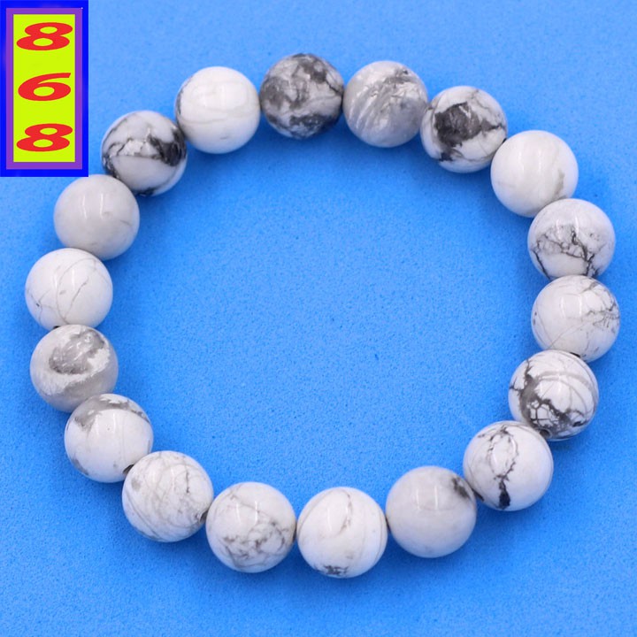 Vòng chuỗi đeo tay đá White Howlite 10 ly - hợp mệnh Kim, mệnh Thủy - Vòng tay size vừa phù hợp cho nữ