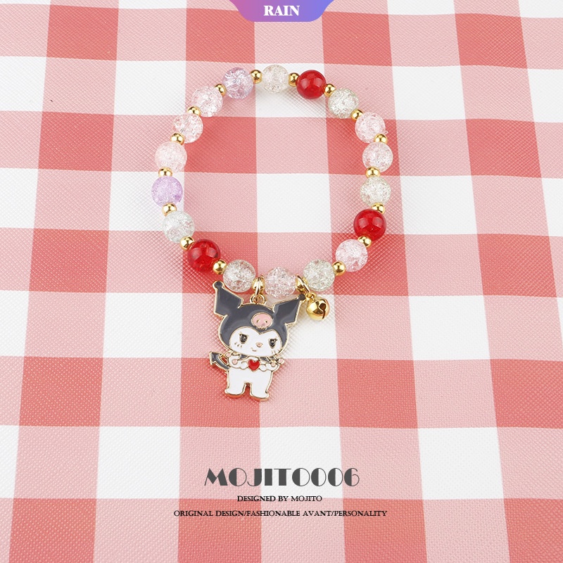 Sanrio Vòng Tay Xâu Hạt Pha Lê Mặt Hình Mèo Hello Kitty / Melody / Cục Bông Đáng Yêu Dành Cho Nữ