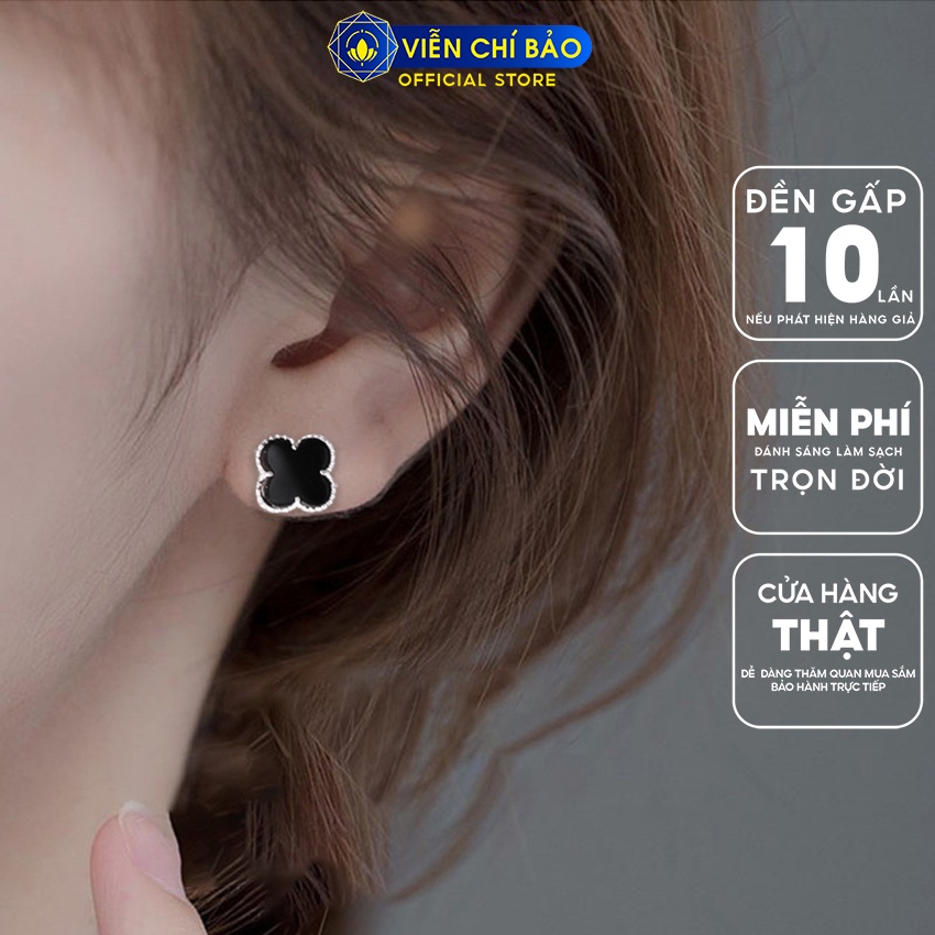 Bông tai bạc nữ cỏ bốn lá may mắn khuyên tai nữ bạc 925 thời trang phụ kiện trang sức nữ Viễn Chí Bảo B400206