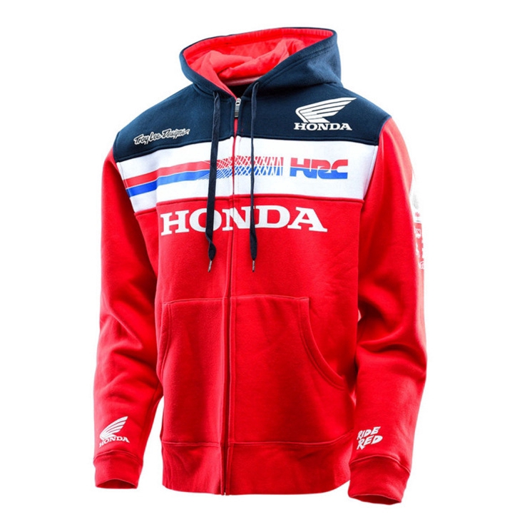 Áo khoác tay dài có nón đua xe moto bằng chất liệu cotton