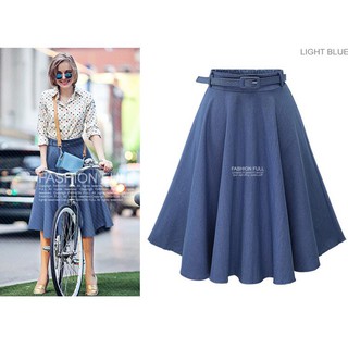 Váy nữ Váy Midi Denim eo cao