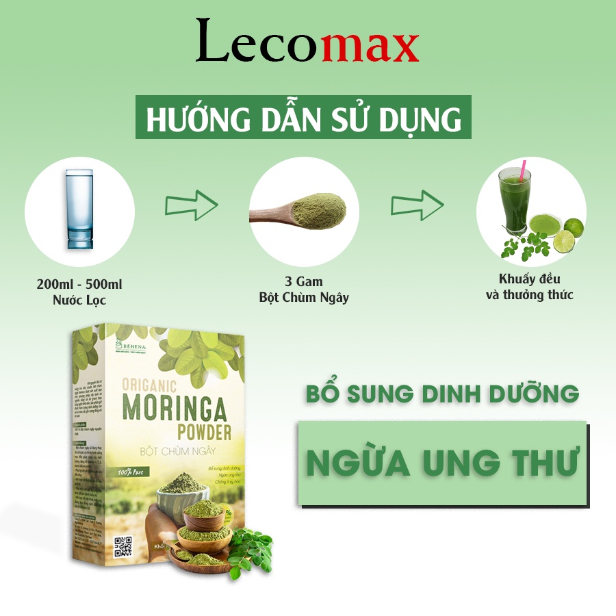 Bột chùm ngây behena cho bé ăn dặm nguyên chất sấy lạnh Lecomax LMB09