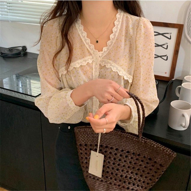 [Hàng Quảng Châu]SP110 Áo voan hoa nhí viền ren