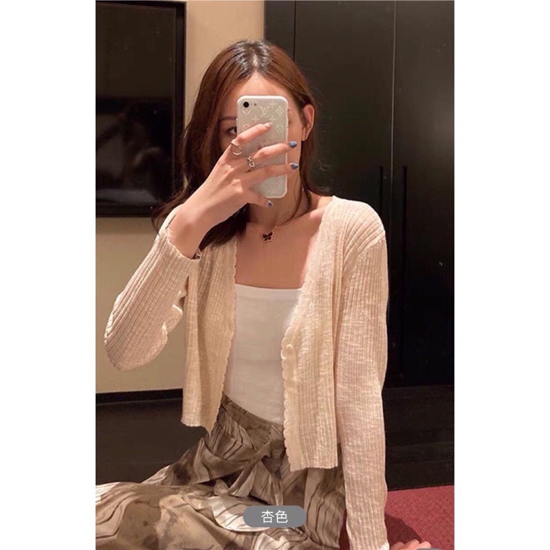 Áo Khoác Len Mỏng Cardigan Màu Pastel Muối Tiêu Cực Hot Hit