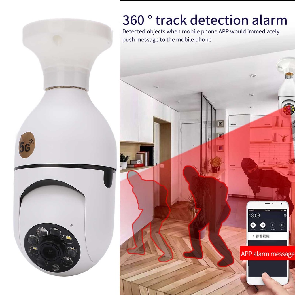Có thể bán buôn Giá đỡ đèn Camera không dây 360 độ 2.4GHz và 5G WiFi 110‑220V 1080p bóng phát hiện chuyển động Hàng giao ngayWestvirginia058