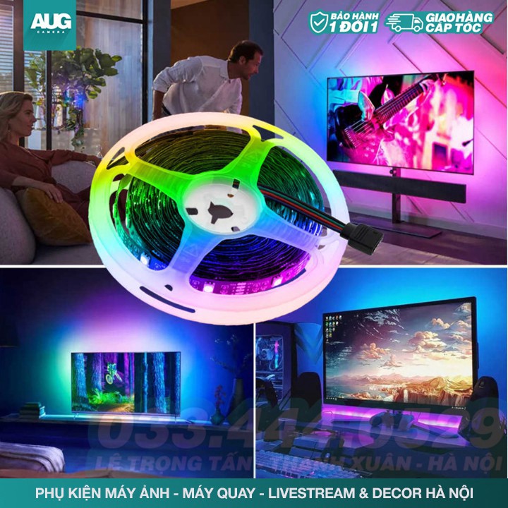 SIÊU RẺ | Cuộn đèn Led dây dán đổi nhiều màu (RGB) + Nguồn + Remote điều khiển - AUG Camera & Decor Hà Nội