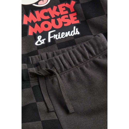 Bộ Nỉ Bé Trai Mickey Kẻ Ô Xám HaM