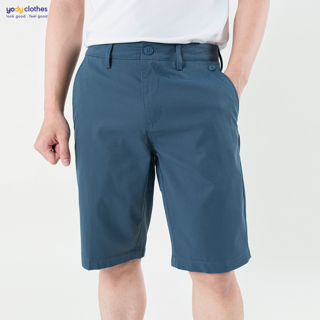 Quần sooc nam súp sườn YODY ống đứng trẻ trung vải kaki dáng lửng ngang gối QSM5019
