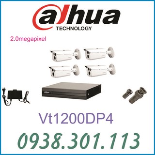 Trọn bộ 4 camera dahua 2.0mp hac-hfw1200dp