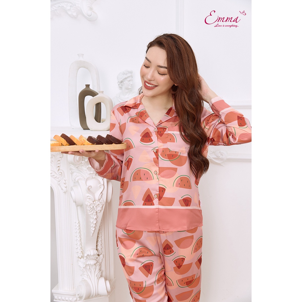 Đồ Bộ Mặc Nhà Pyjama Lụa Dưa Hấu Emma ETLU.20.019.08