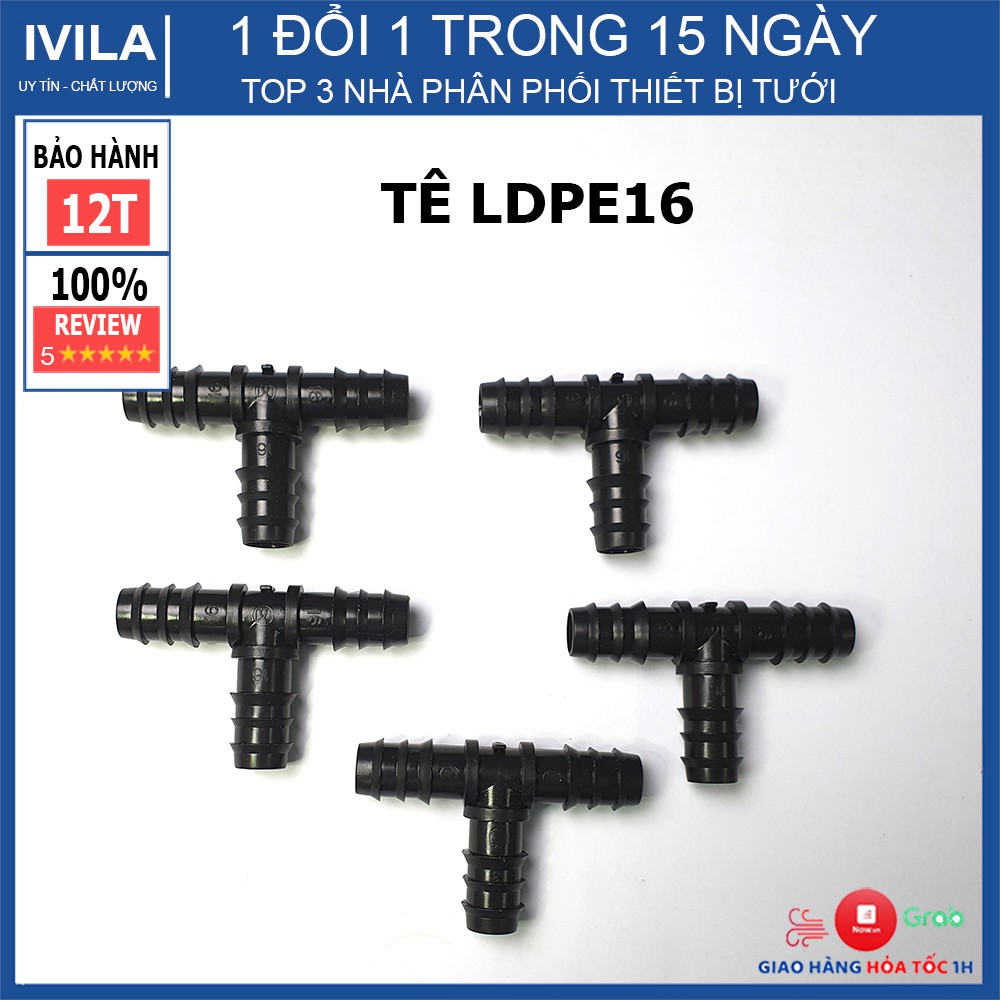 Tê chia ống LDPE 16 - Thiết bị tưới nối đường ống 16mm - Bảo hành 12 tháng