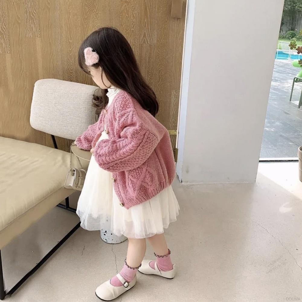 Áo khoác tay dài phối bèo kiểu retro Hàn Quốc dễ thương cho bé