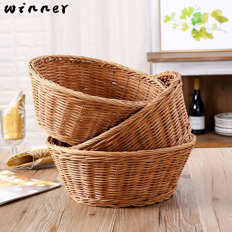 Giỏ mây tròn dùng để đựng trái cây