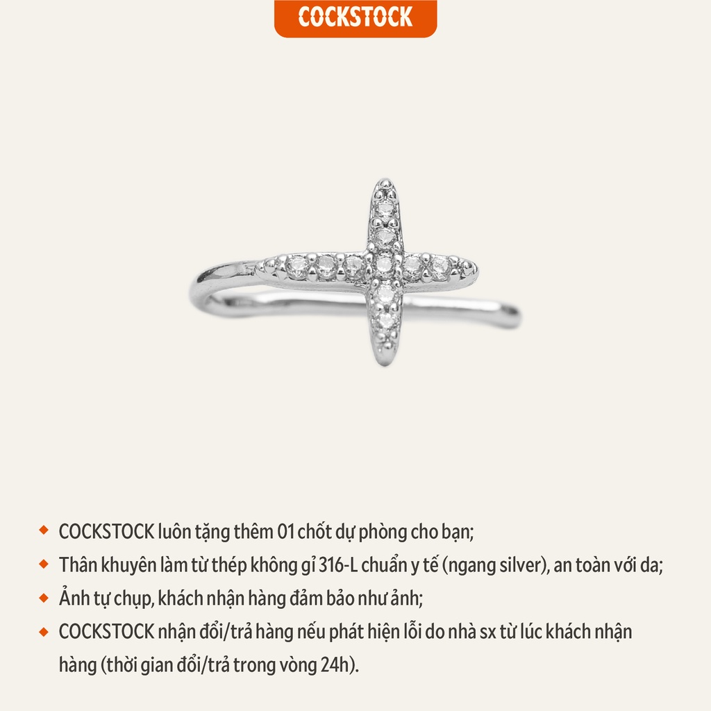 Khuyên kẹp tai - mũi Diamond Cross CockStock