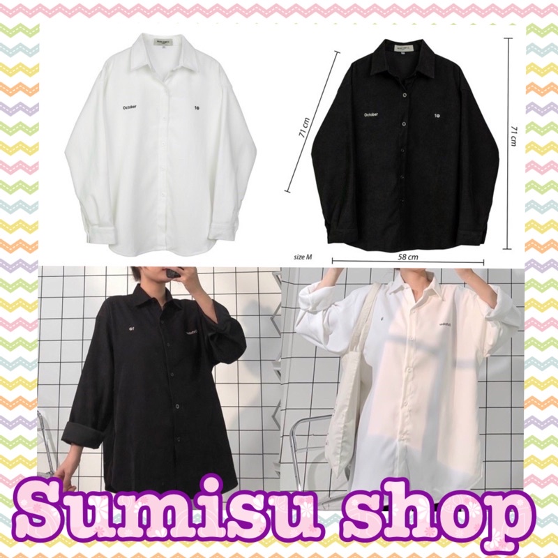 Áo sơmi nữ, nam tay dài đen và trắng yoyo Ma016093 sumisu shop