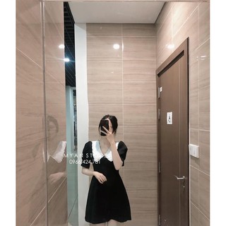 Váy tiểu thư cổ bèo trắng