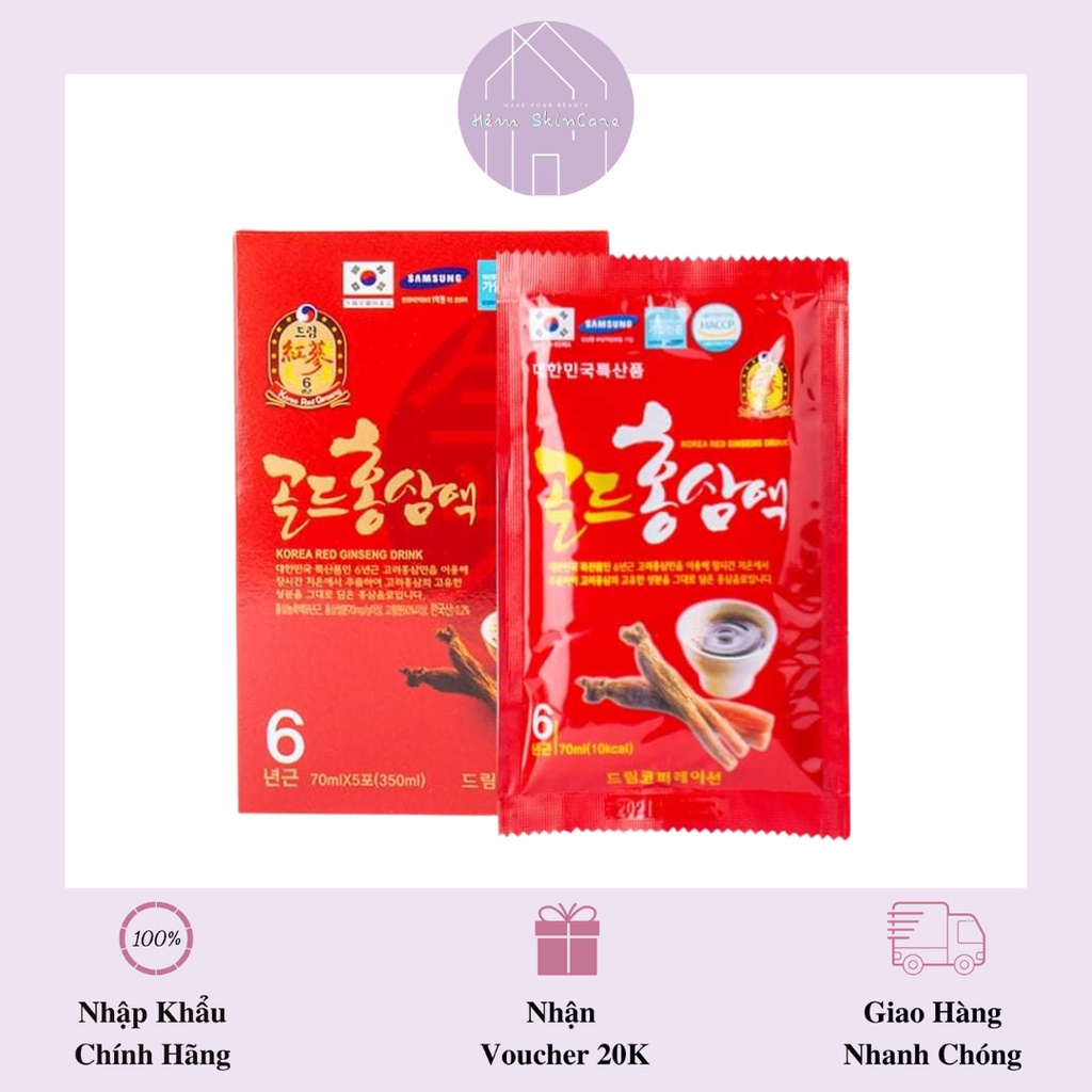 Korea Red Ginseng Drink Sobek - Nước Hồng Sâm 6 Năm Hàn Quốc (Tách Lẻ - 1 Gói)