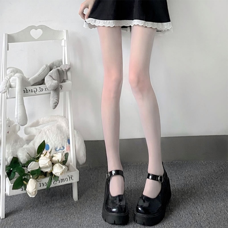 Quần Tất Vải Lụa Trong Suốt Co Giãn Màu Trơn Phong Cách Lolita Gợi Cảm
