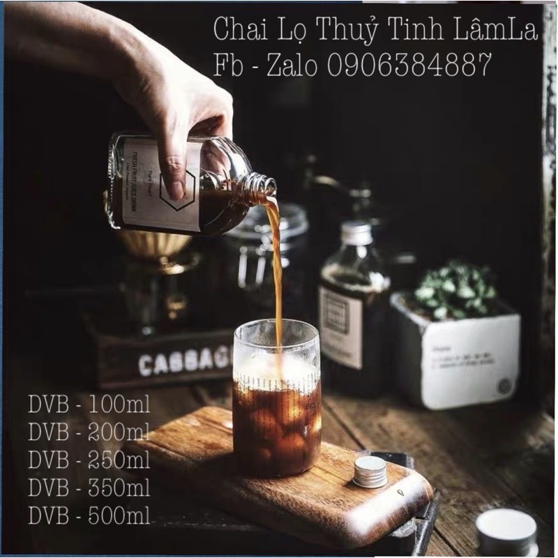 Combo 10 Chai Thuỷ Tinh Dẹp Vai Bầu Nắp Nhôm 500ml