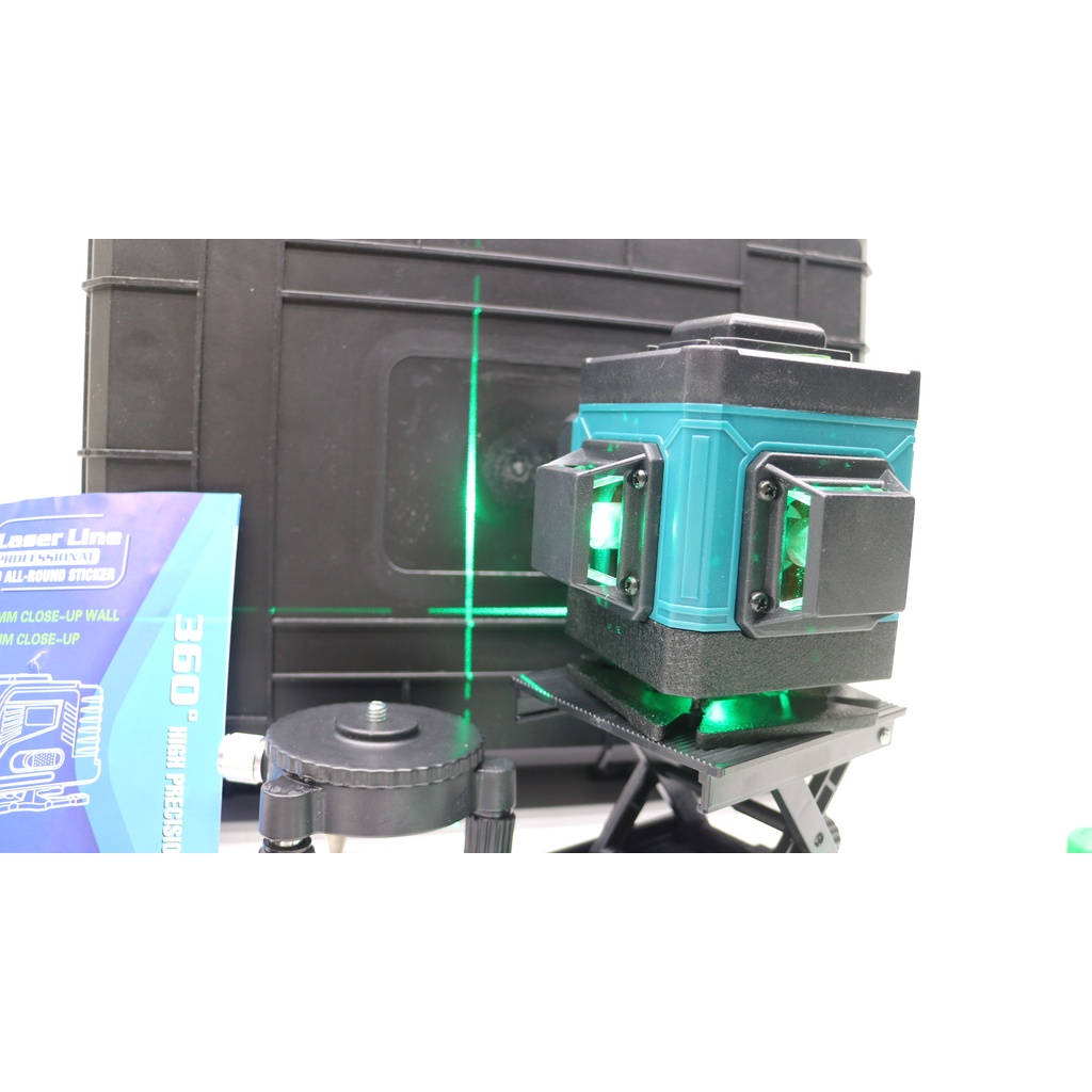 Máy Cân Mực Bắn Cốt Máy Cân Bằng Laser MAKITA 12 Tia Xanh Laser Có Điều Khiển, Sạc, Chân Đế Máy, Hộp Nhựa MÁY 2 PIN