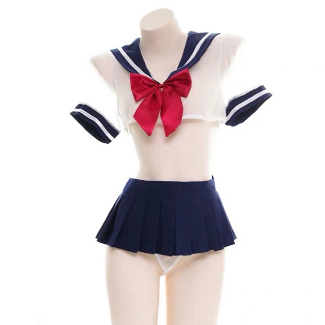 COSPLAY HỌC SINH ÁO VOAN NƠ ĐỎ XUYÊN THẤU / COSPLAY DỄ THƯƠNG / CHÂN VÁY XẾP LY LL2130 | BigBuy360 - bigbuy360.vn