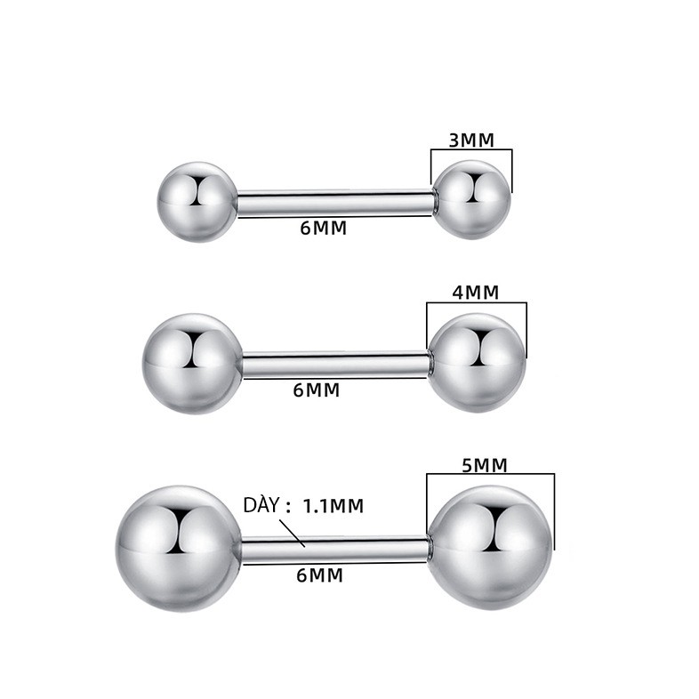 Khoen tai nam Titan đầu tròn bi, khuyên tai titan phong cách hàn quốc