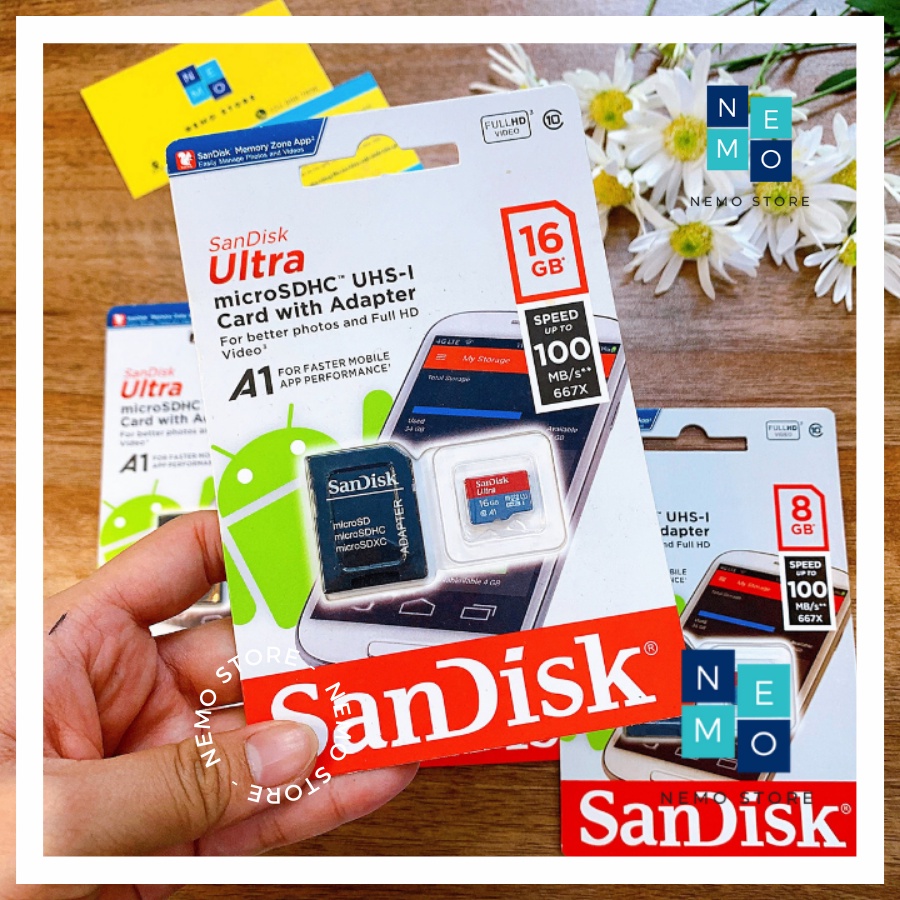Thẻ nhớ Micro SD Sandisk Ultra 8GB/16GB/32GB/64GB cho điện thoại, máy ảnh, camera hành trình, cam an ninh [NEMO STORE]