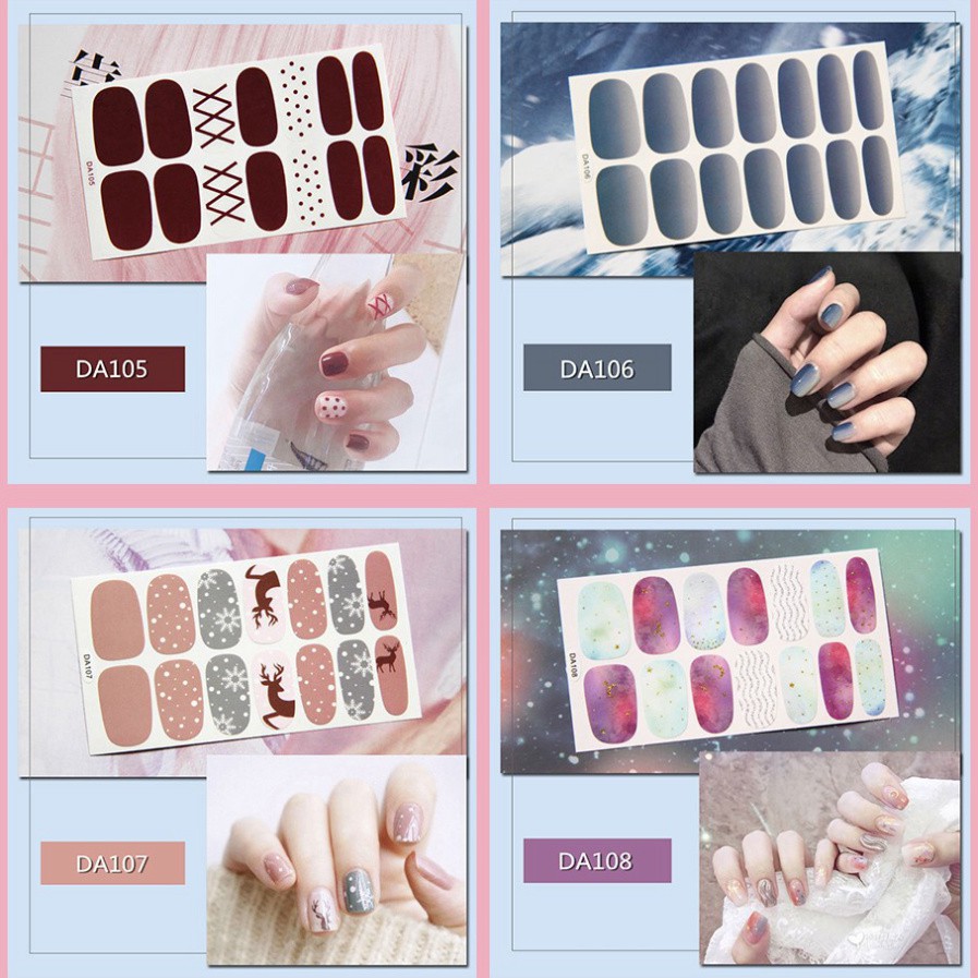 DVE Set 14 sticker dán trang trí móng chống thấm nước có độ đàn hồi phải chăng (DA101-DA120) 8