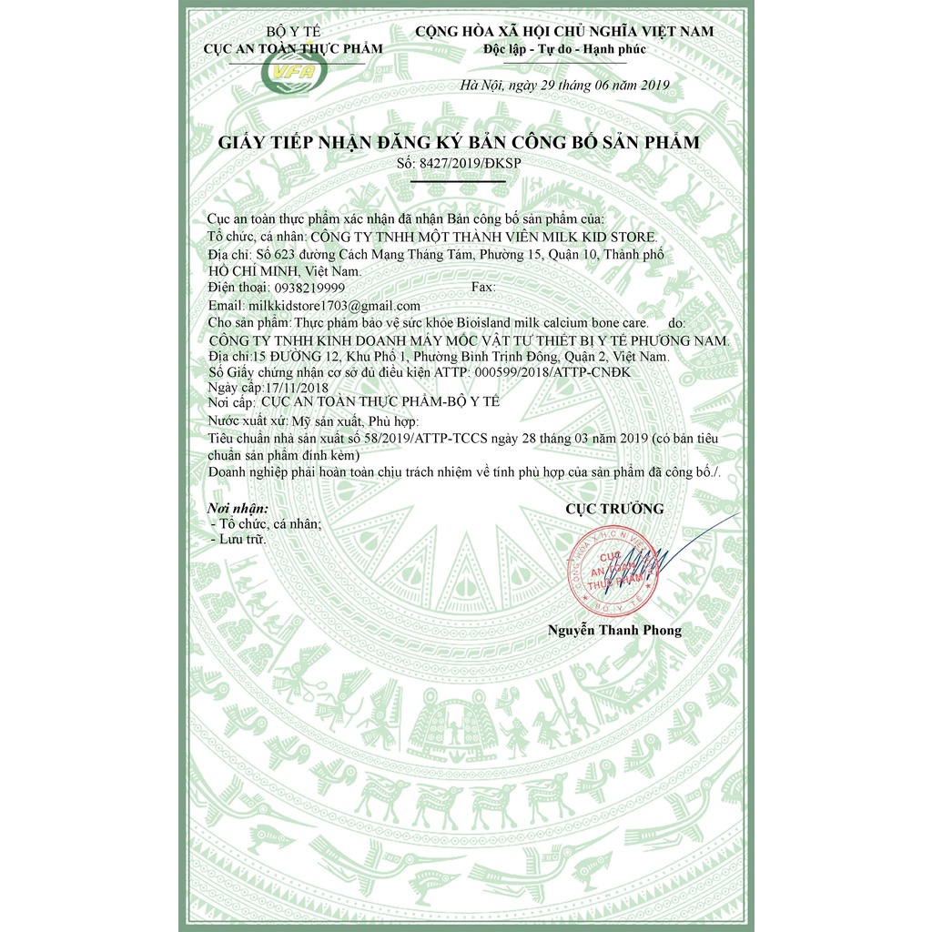Thực phẩm bổ sung canxi sữa Bio Island cho bé 90v