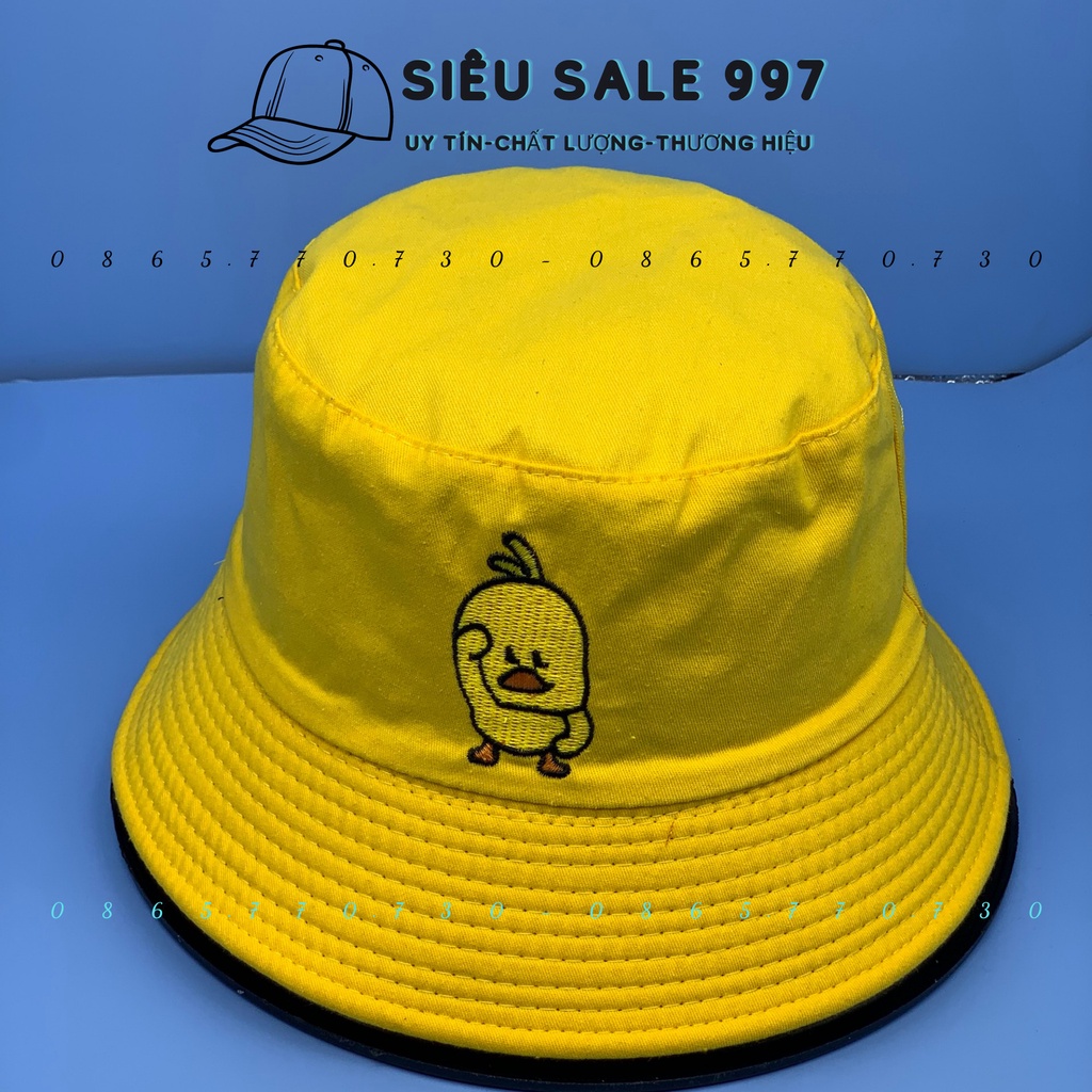 MŨ BUCKET ĐỘI 2 MẶT THÊU CHÚ VỊT SIÊU DỂ THƯƠNG UNISEX THỜI TRANG NAM NỮ