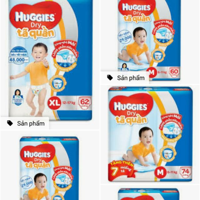 Tã quần huggies Size M74/L68/XL62/XXL56