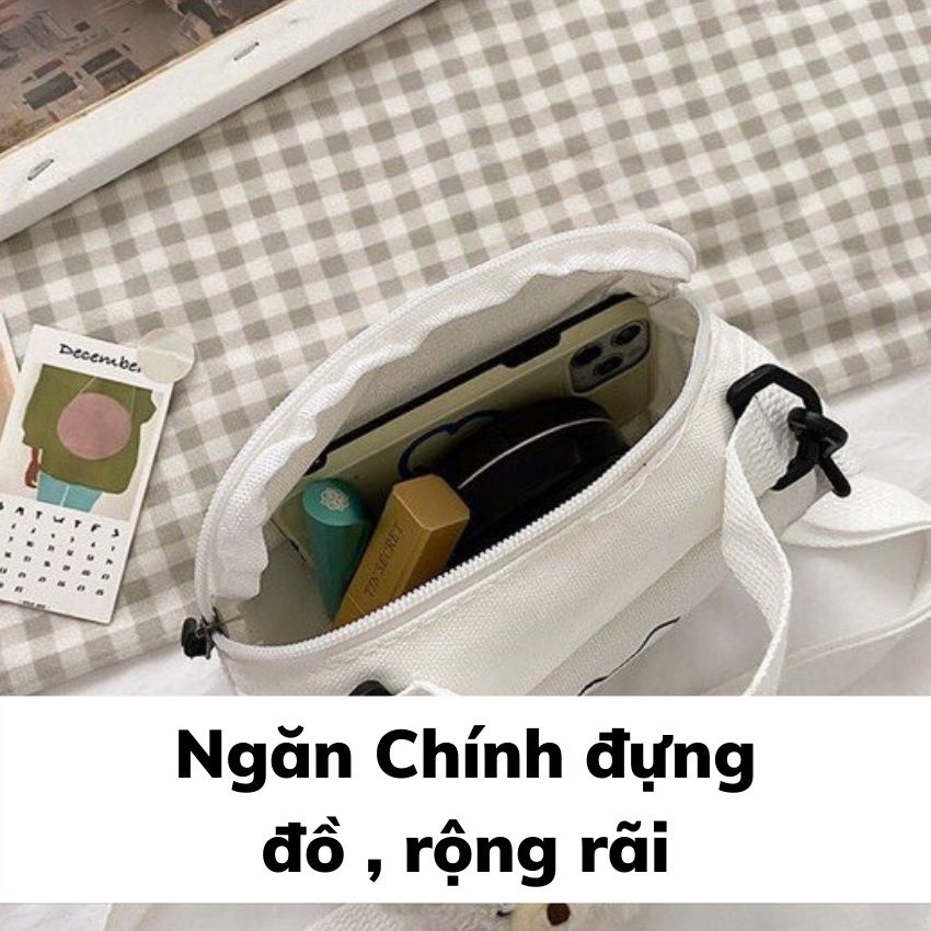 Túi vải đeo chéo mini cho nữ  phù hợp đi chơi phong cách Hàn Quốc-Hazi Thời trang Unisex