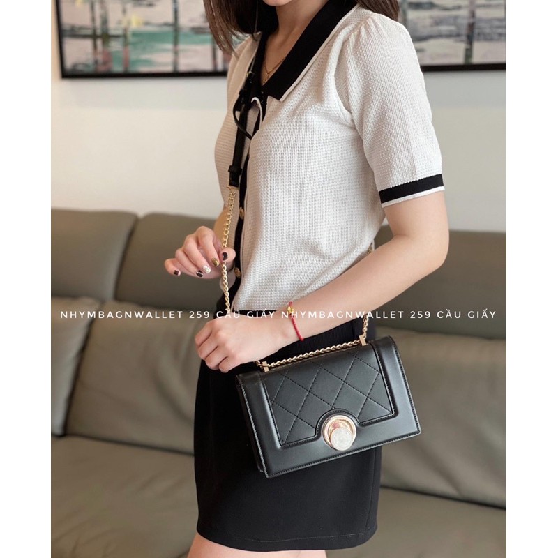 Túi khoá tròn xoay vân đá da lì