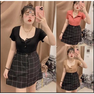 Chân Váy Kẻ Đen Maii Thươngg Bigsize