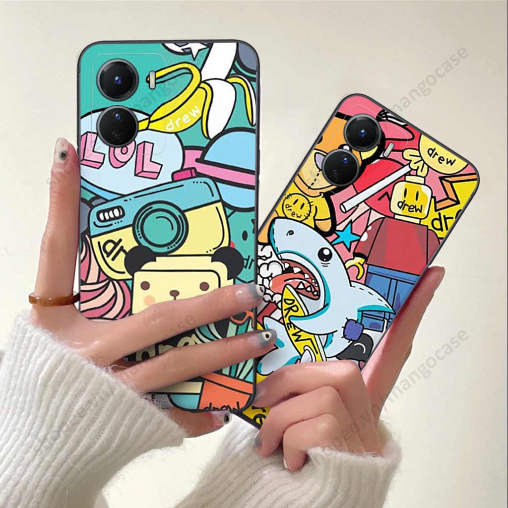 Ốp lưng điện thoại Vivo Y16 drew, kaws, bape cao cấp, vỏ ốp rẻ đẹp