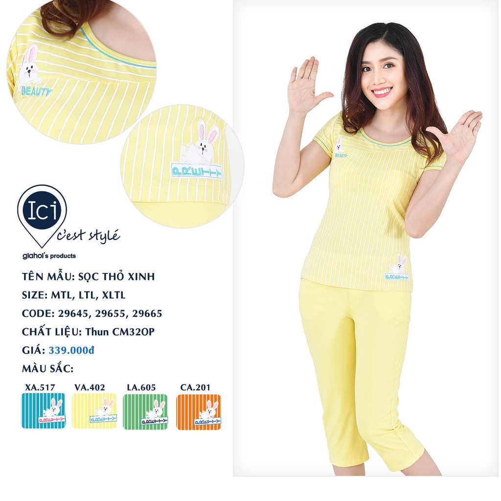 Bộ mặc nhà Gia Hồi quần lửng size M, L