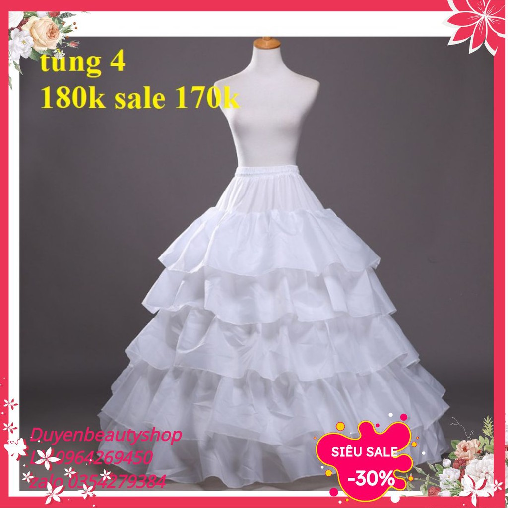 Tùng cô dâu váy xòe 4 tầng rộng 120cm phù hợp cho váy cỡ vừa và to khung dẻo dễ dàng gấp gọn