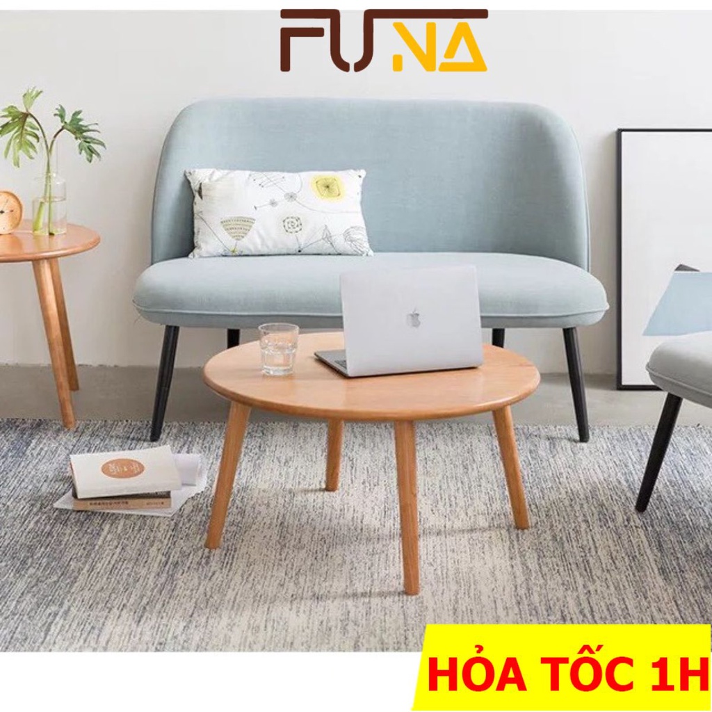 Bàn trà tròn bệt có 4 chân gỗ, kích thước phi lớn 70 và 80cm ( chân chất lượng cao, sơn lót PU chống mỗi mọt và mốc )