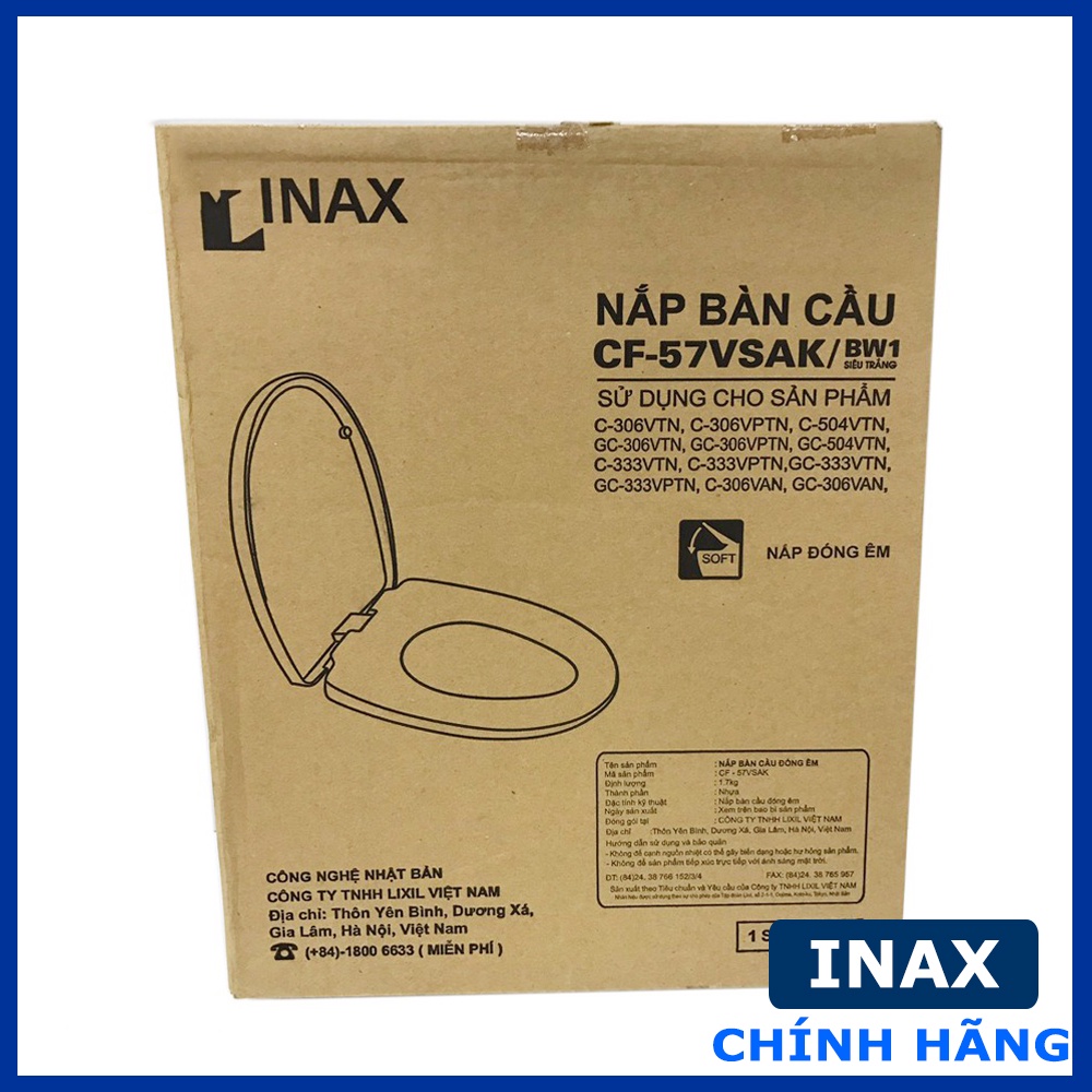Nắp Bồn Cầu Inax CF57 Đóng Êm – Thay Thế Nắp Bàn Cầu Inax C-306, C-504, C-333