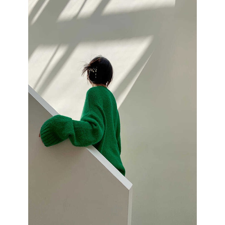 Áo Sweater cổ tròn tay dài dáng rộng thời trang mùa thu cho nữ