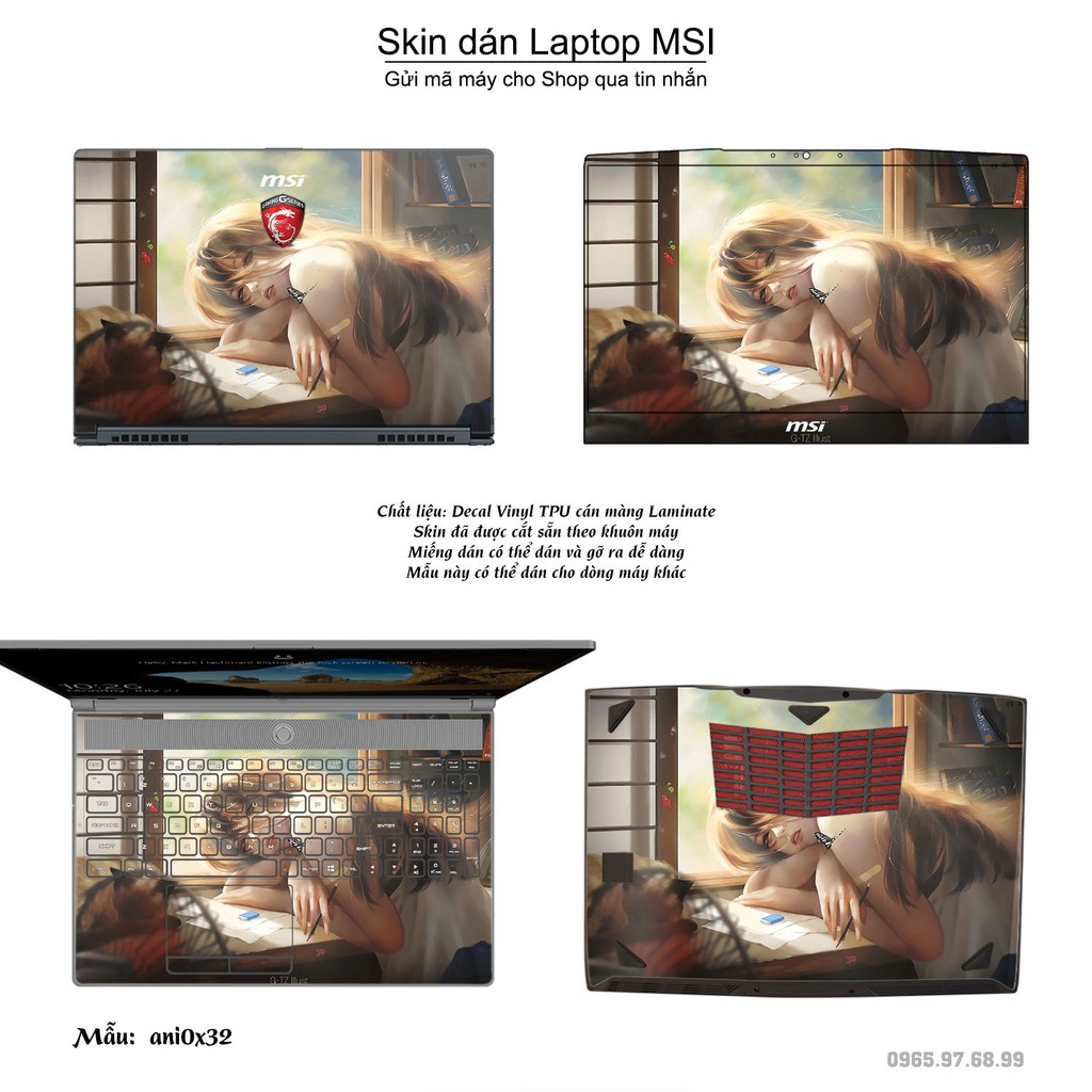 Skin dán Laptop MSI in hình Anime image (inbox mã máy cho Shop)