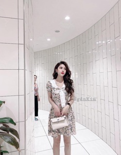 Đầm hoa xoè cổ bèo