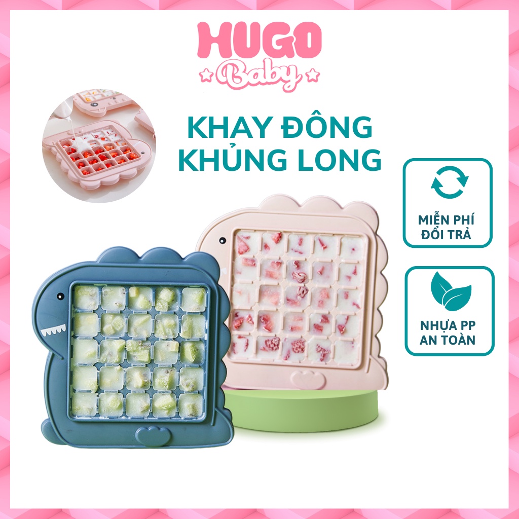 Khay làm đá, khay trữ đông 25 viên hình khủng long dễ thương