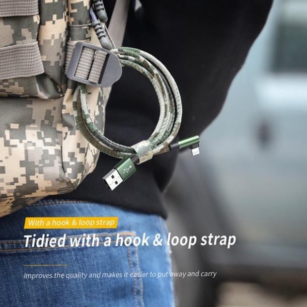 Cáp sạc chơi game mobile iPHONE/ iPad chữ L dây dù, sạc nhanh 2,4A. Baseus Camouflage Mobile Game Cable.