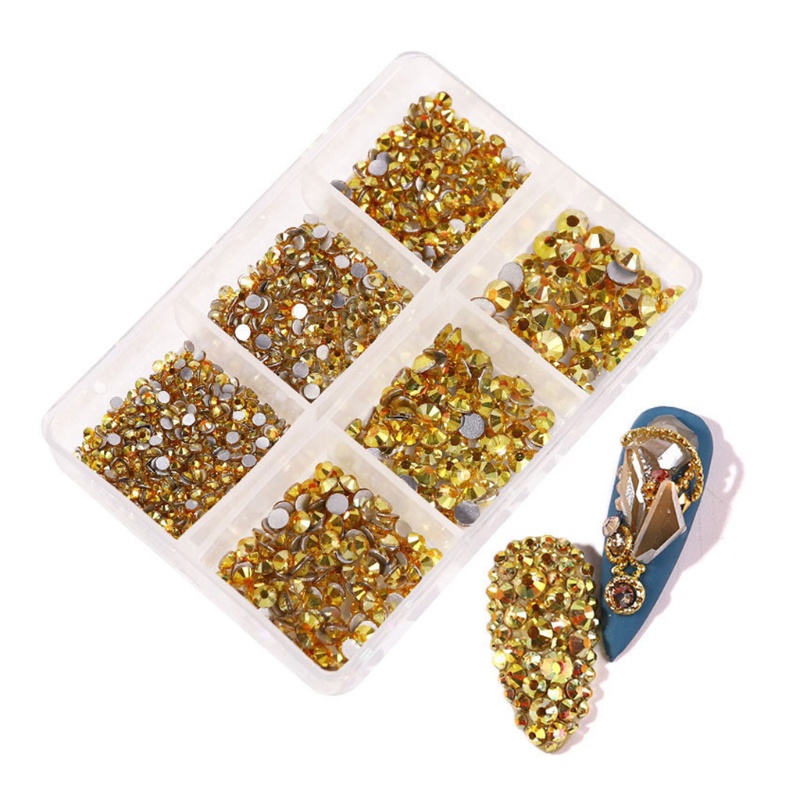 Set 6 Hộp Đá Pha Lê Trang Trí Móng Tay / Lưng Phẳng DIY
