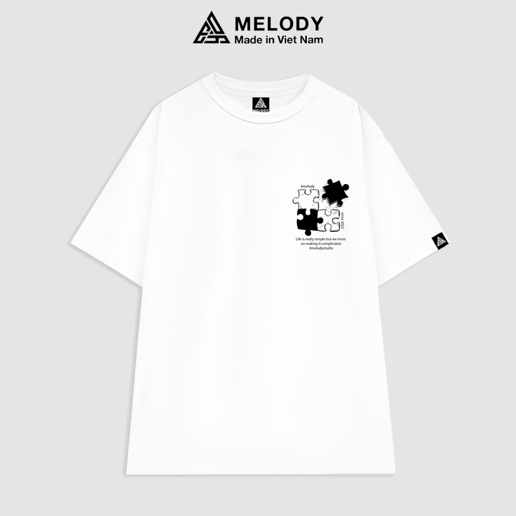Áo Thun Unisex Nam Nữ Tay Lỡ Form Rộng Oversize Local Brand Melody, Áo Phông Cotton 100% Puzzle Tee