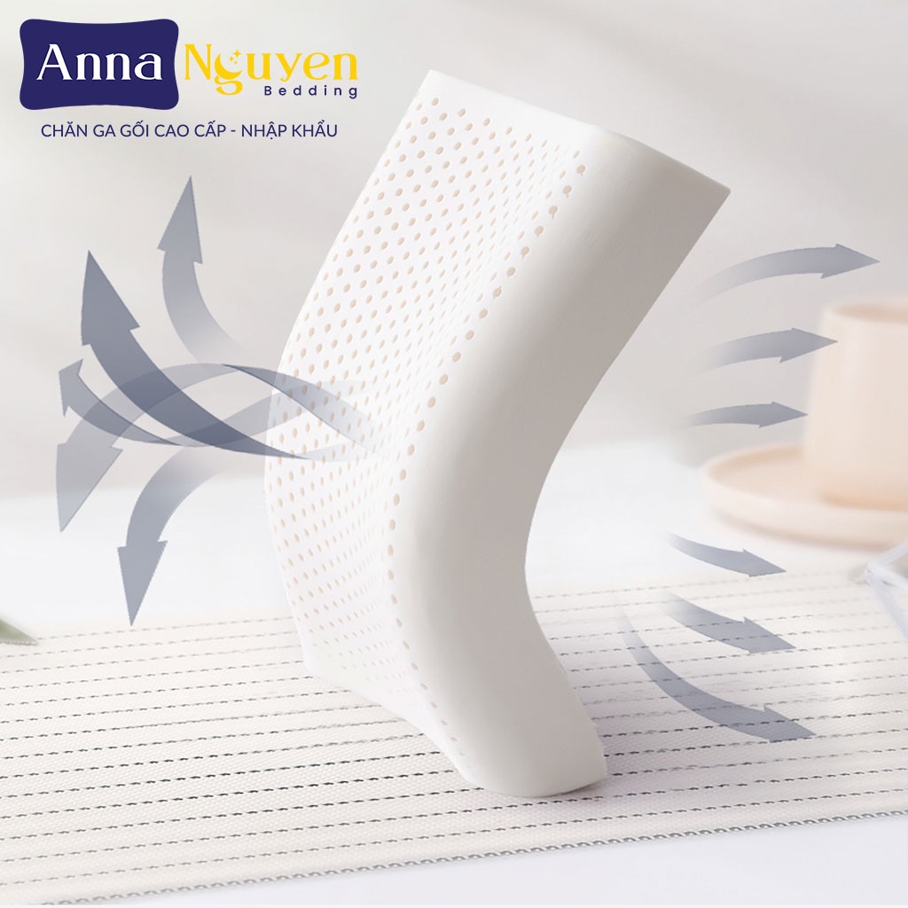 Gối Cao Su Thiên Nhiên Người Lớn Chống Đau Cổ Vai Gáy Anna Nguyen Chính Hãng Nằm Ngủ Kê Cổ Cao Cấp Cao Su 100% Tự Nhiên