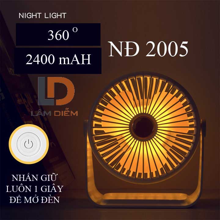QUẠT ĐỂ BÀN TÍCH ĐIỆN CÓ ĐÈN LED ĐA NĂNG NĐ 2005